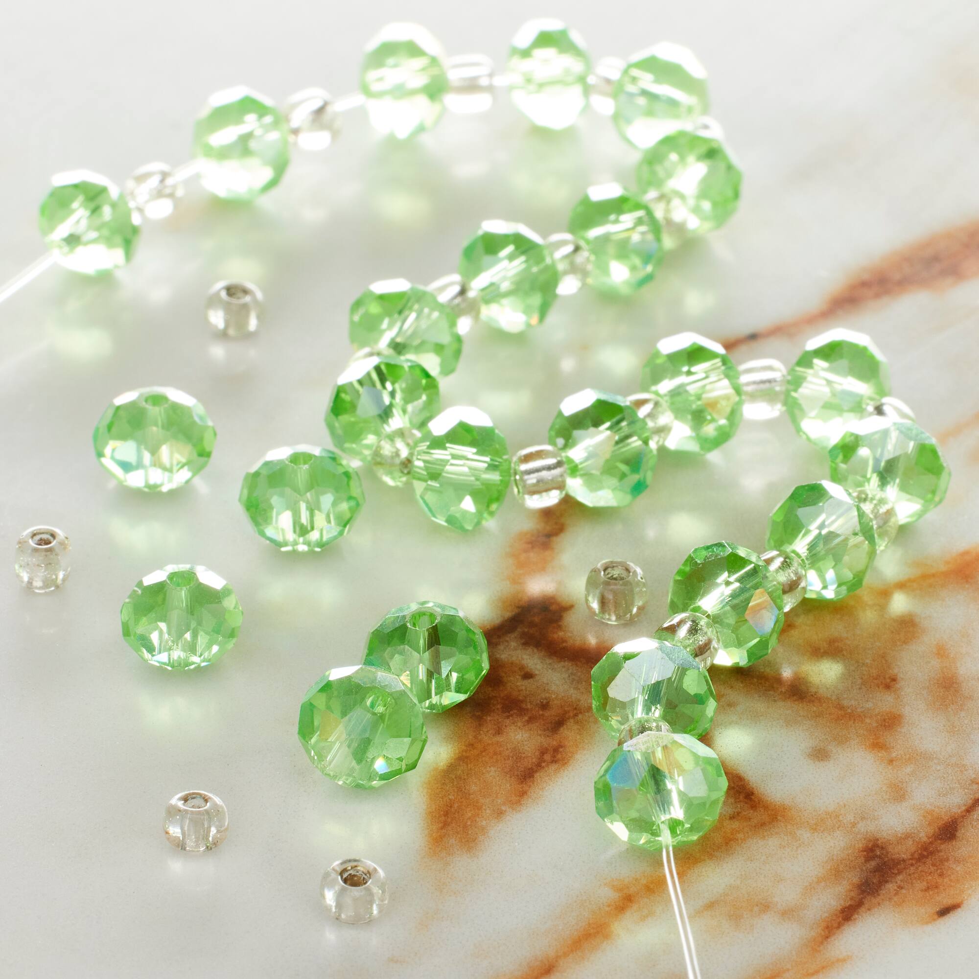 Peridot Faceted Glass Rondelle Beads, 8mm by Bead Landing™